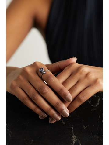NADIA MORGENTHALER + NET SUSTAIN 18-karat recycled red gold and blackened sterling silver multi-stone ring