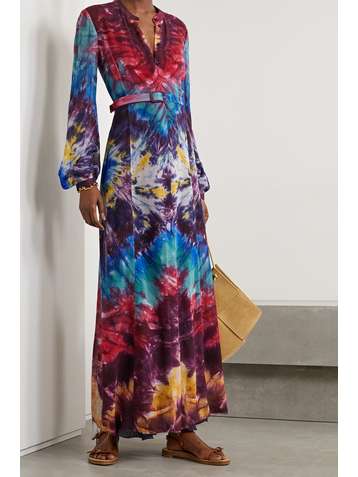 GABRIELA HEARST Massey Maxi-Hemdblusenkleid aus Kaschmir mit Batikmuster