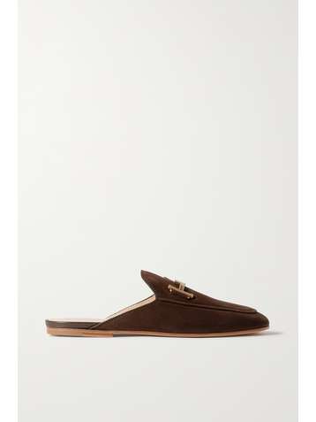 TOD'S Embellished suede slippers