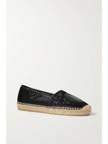 STELLA MCCARTNEY Selene logo-appliquéd vegetarian leather-trimmed mesh espadrilles