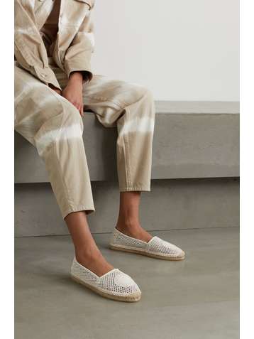 STELLA MCCARTNEY Selene logo-appliquéd vegetarian leather-trimmed mesh espadrilles