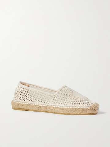 STELLA MCCARTNEY Selene logo-appliquéd vegetarian leather-trimmed mesh espadrilles