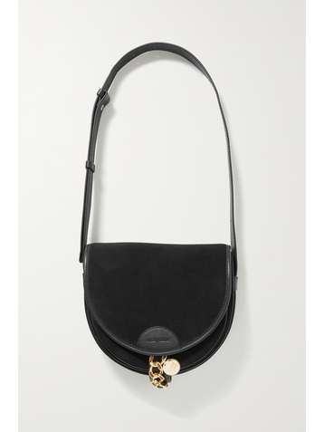 SEE BY CHLOÉ Mara embellished leather-trimmed suede shoulder bag