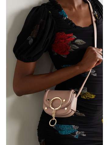 SEE BY CHLOÉ Mara mini embellished textured-leather shoulder bag