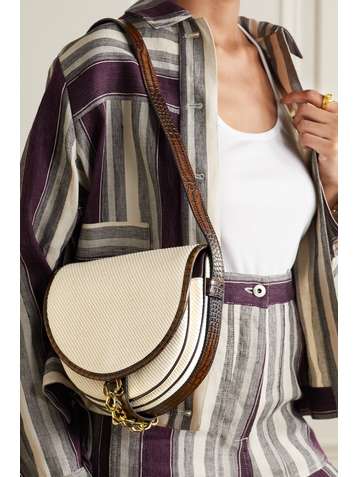 SEE BY CHLOÉ Mara Schultertasche aus Canvas mit Besätzen aus Leder mit Krokodileffekt und Verzierungen