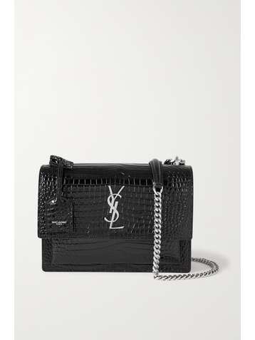 SAINT LAURENT Sunset medium croc-effect leather shoulder bag