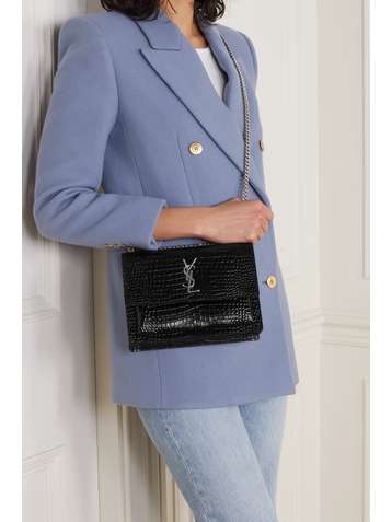 SAINT LAURENT Sunset medium croc-effect leather shoulder bag