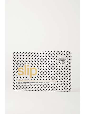 SLIP Polka-dot mulberry silk eye mask and hair ties set