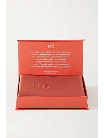 SLIP Embroidered silk queen pillowcase