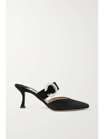 JIMMY CHOO Marta 70 crystal-embellished suede mules