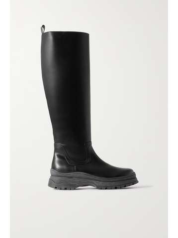 STAUD Bow leather knee boots