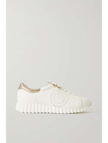 SALVATORE FERRAGAMO Gancini perforated leather sneakers