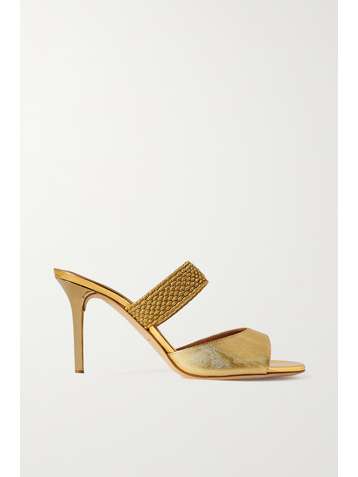 MALONE SOULIERS Milena 85 metallic cord-trimmed leather mules
