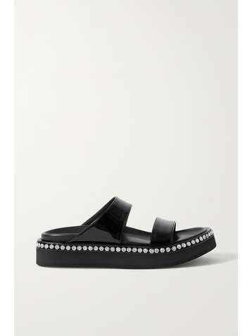 GIUSEPPE ZANOTTI Tiger Pantoletten aus Lackleder mit Kristallen