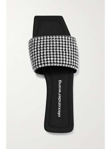 ALEXANDER WANG Anya crystal-embellished leather slides