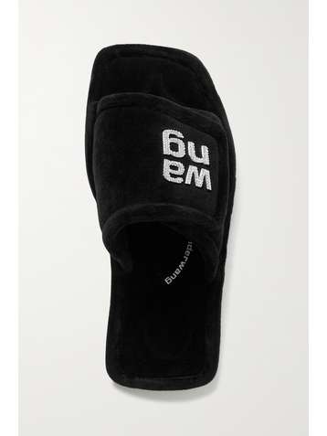 ALEXANDER WANG Lana embellished velour slides