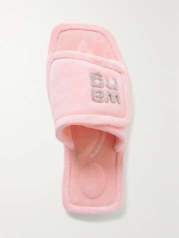 ALEXANDER WANG Lana embellished velour slides