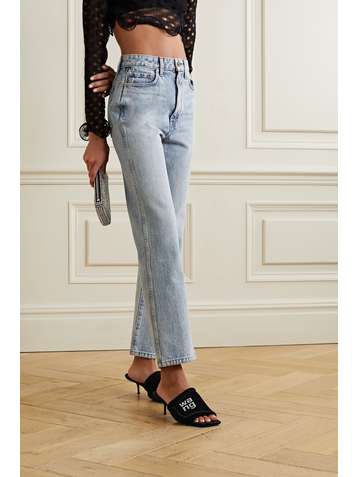 ALEXANDER WANG Jessie crystal-embellished velvet mules