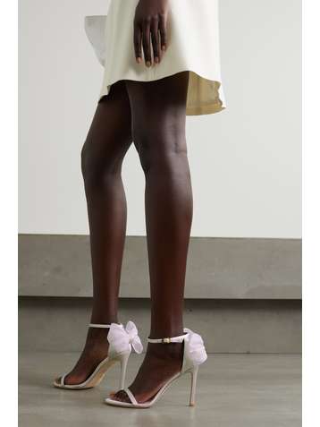 STUART WEITZMAN Nudistsong bow-detailed satin sandals