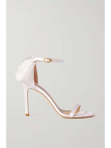 STUART WEITZMAN Nudistsong bow-detailed satin sandals