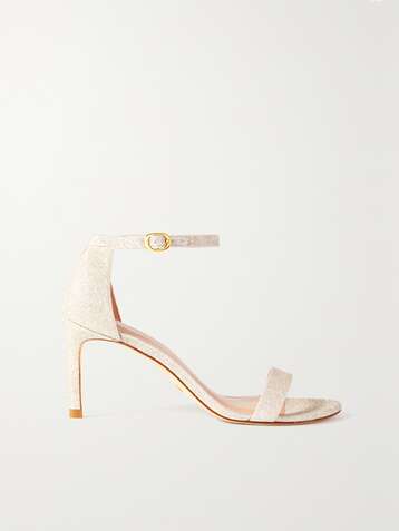 STUART WEITZMAN Nunaked glittered leather sandals