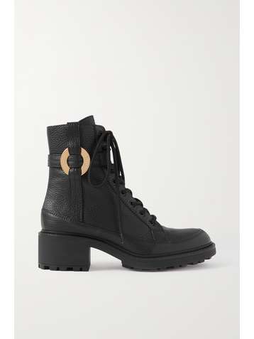 CHLOÉ Darryl embellished textured-leather ankle boots
