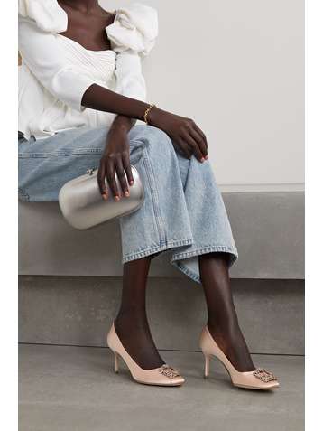 MANOLO BLAHNIK Hangisi 70 Pumps aus Satin mit Verzierung