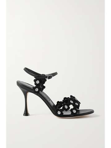 MANOLO BLAHNIK Margolia 90 Sandalen aus Leder mit Applikationen