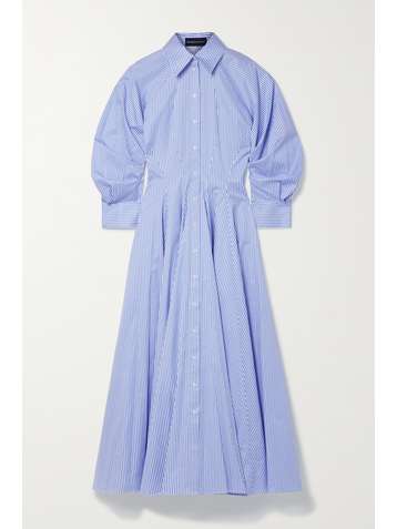 BRANDON MAXWELL Striped organic cotton-twill midi shirt dress
