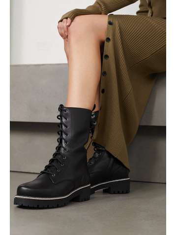 RENÉ CAOVILLA Faux pearl and crystal-embellished leather ankle boots