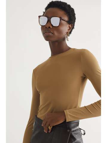 GIVENCHY D-frame tortoiseshell acetate mirrored sunglasses