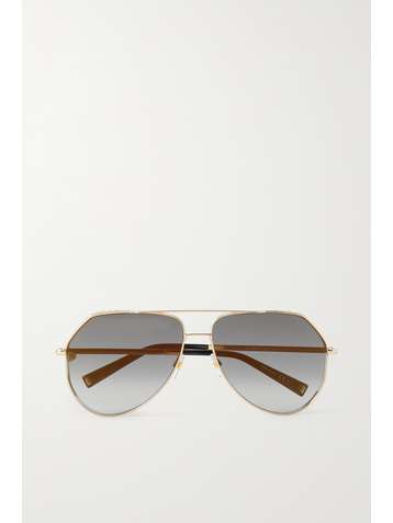 GIVENCHY Aviator-style crystal-embellished gold-tone sunglasses