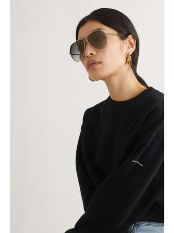 GIVENCHY Aviator-style crystal-embellished gold-tone sunglasses