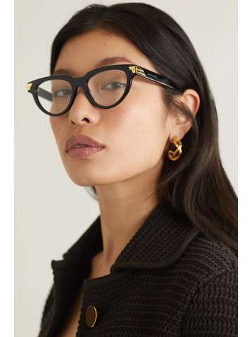 BOTTEGA VENETA Lunettes de vue œil-de-chat en acétate et métal doré