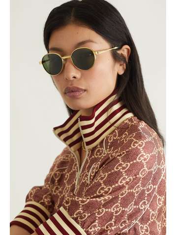 GUCCI EYEWEAR Round-frame gold-tone sunglasses