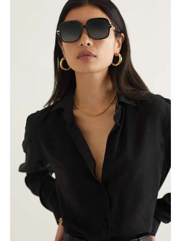GUCCI EYEWEAR Square-frame acetate and gold-tone sunglasses