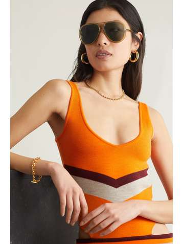 GUCCI EYEWEAR Aviator-style gold-tone and acetate sunglasses