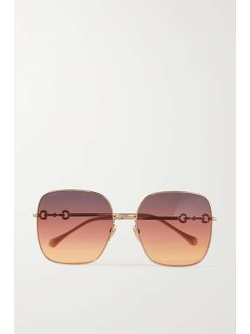 GUCCI EYEWEAR Square-frame gold-tone sunglasses