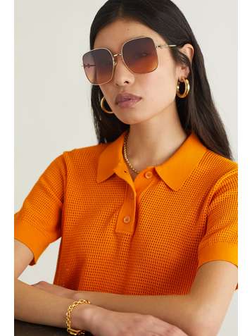 GUCCI EYEWEAR Square-frame gold-tone sunglasses