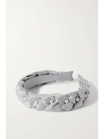 EUGENIA KIM Serre-tête en satin tressé à perles synthétiques Stella