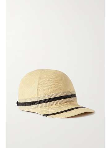 RAG & BONE Leather-trimmed straw baseball cap