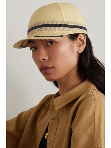 RAG & BONE Leather-trimmed straw baseball cap