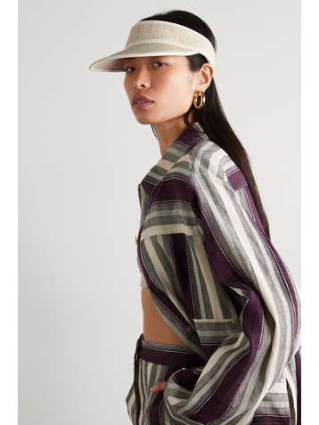 RAG & BONE Visière en paille à finitions en cuir