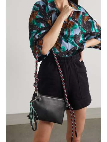 DRIES VAN NOTEN Sac porté épaule en cuir à corde tressée et à nœuds