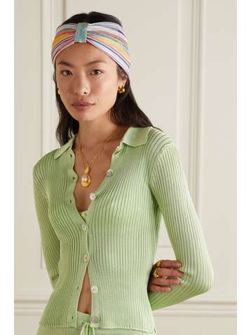MISSONI Bandeau noué en mailles crochetées métallisées