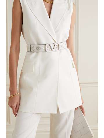 VALENTINO Broderie anglaise leather waist belt