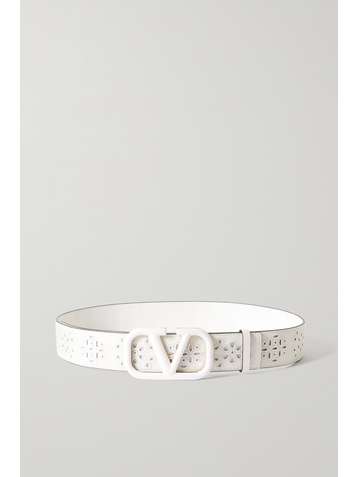 VALENTINO Broderie anglaise leather waist belt