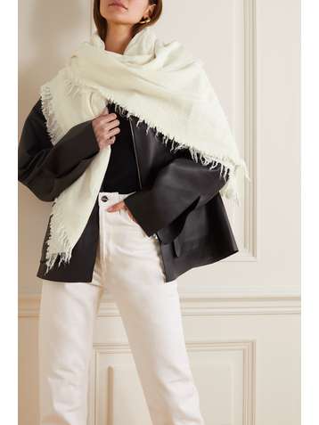 TOTÊME Chiffon-trimmed fringed wool, modal and cashmere-blend scarf