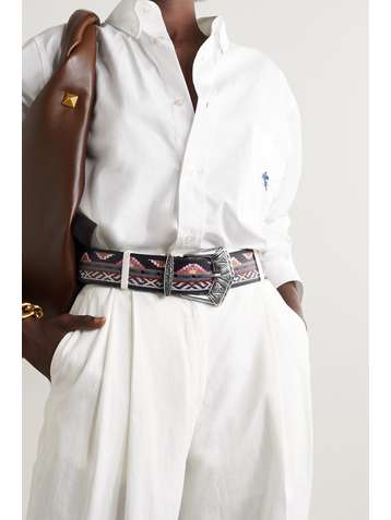 ETRO Printed textured-leather belt