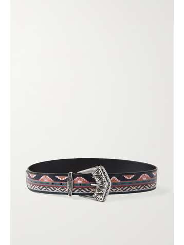 ETRO Printed textured-leather belt
